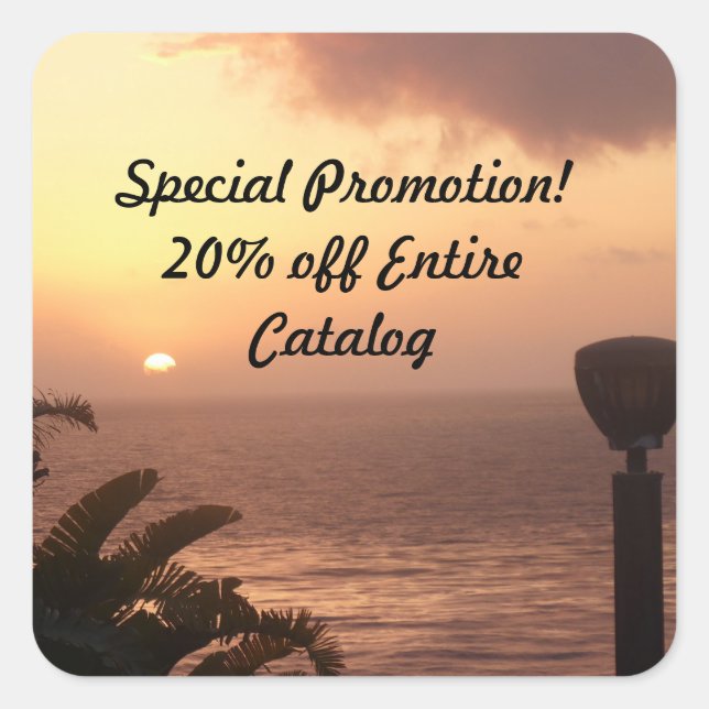 20 Percent Off - Ocean View Square Sticker (Front)