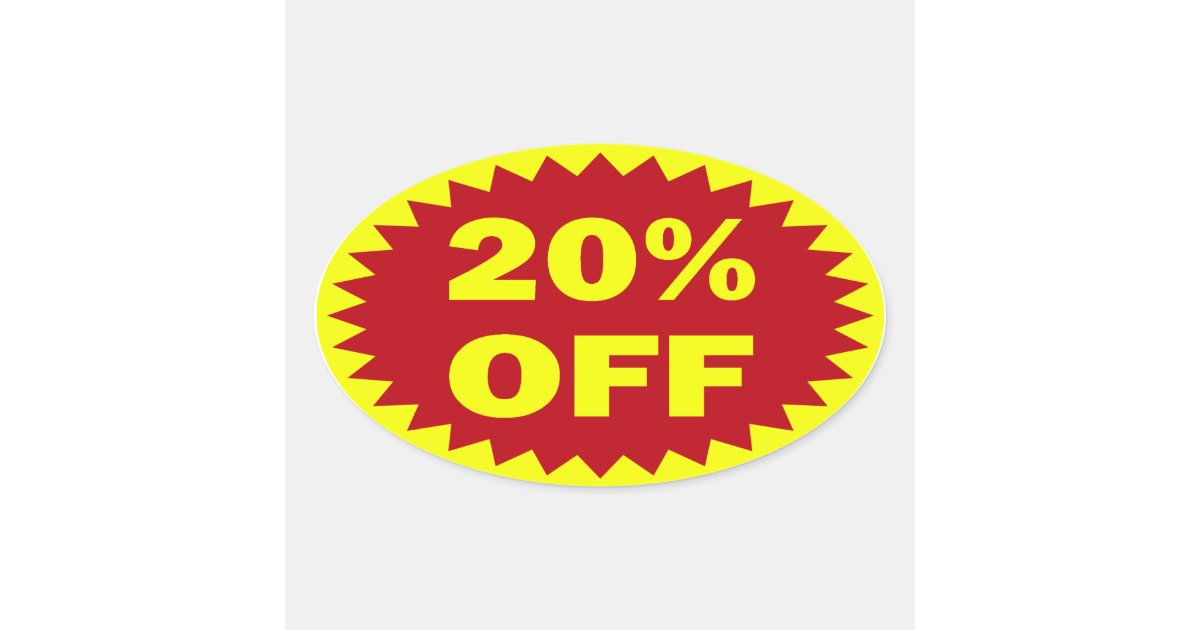 20 Percent Off Oval Sticker Zazzle