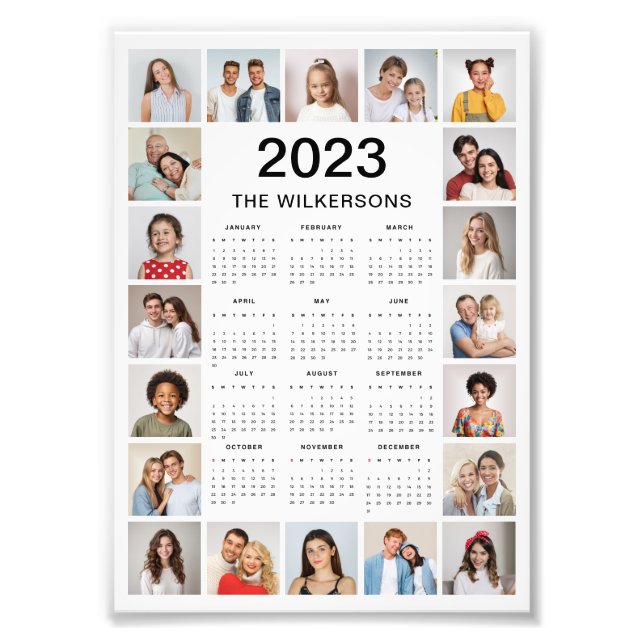 20 Photo Collage 2023 Calendar Photo Enlargement (Front)