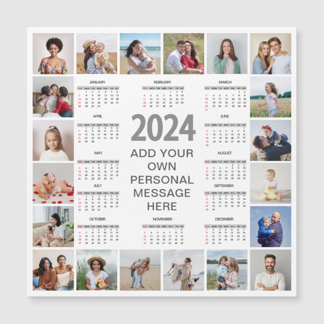 20 Photo Collage 2024 Year At A Glance Calendar (Front)