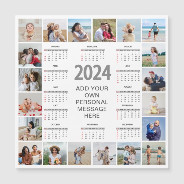 20 Photo Collage 2024 Year At A Glance Calendar (Front)