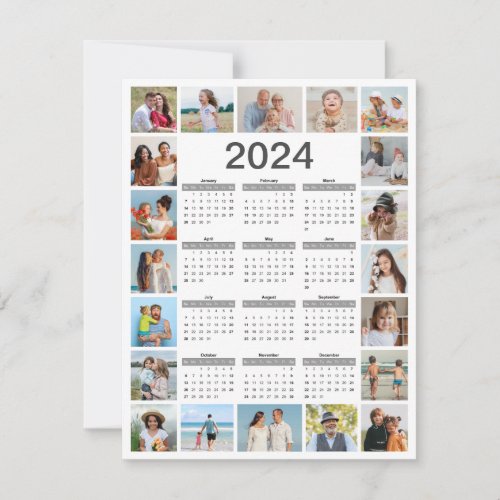 20 Photo Collage 2024 Year At A Glance Calendar Card