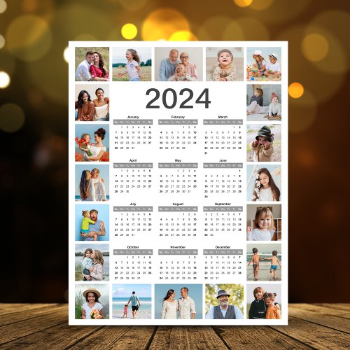 20 Photo Collage 2024 Year At A Glance Calendar Card