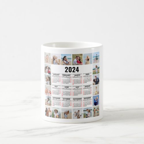 20 Photo Collage 2024 Year At A Glance Calendar Coffee Mug