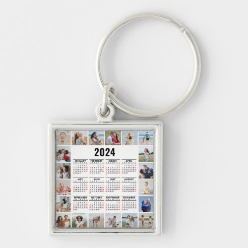 20 Photo Collage 2024 Year At A Glance Calendar Keychain