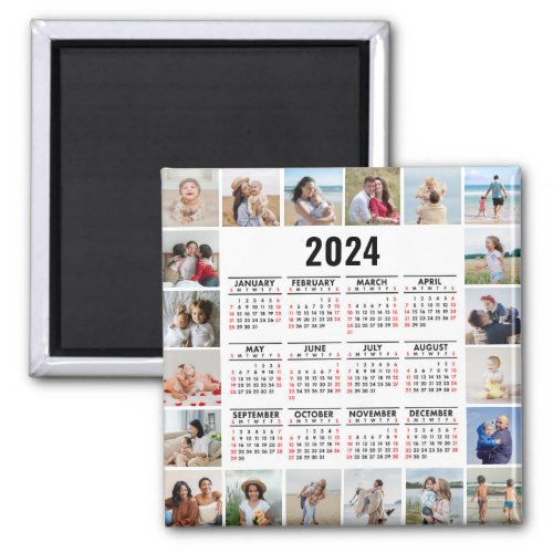 20 Photo Collage 2024 Year At A Glance Calendar Magnet