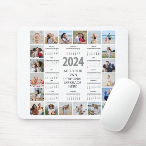 20 Photo Collage 2024 Year At A Glance Calendar Mouse Pad