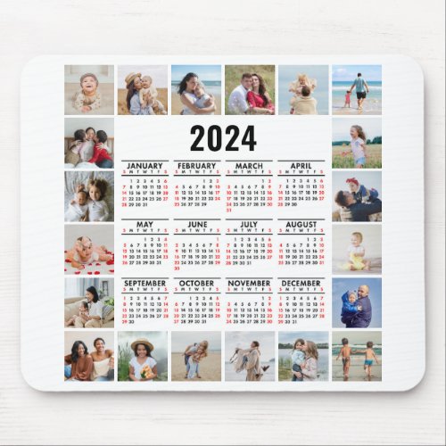 20 Photo Collage 2024 Year At A Glance Calendar Mouse Pad
