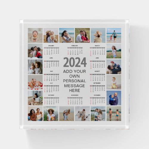 20 Photo Collage 2024 Year At A Glance Calendar Paperweight