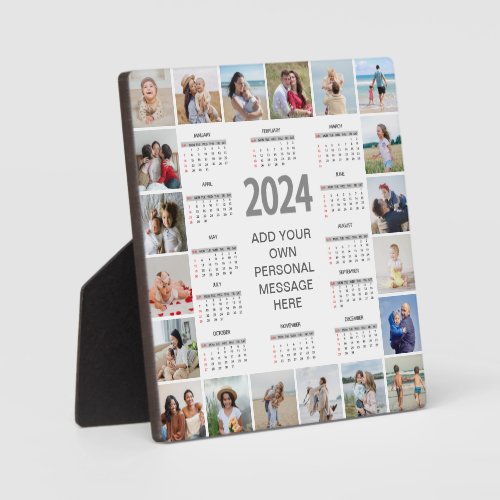 20 Photo Collage 2024 Year At A Glance Calendar Plaque