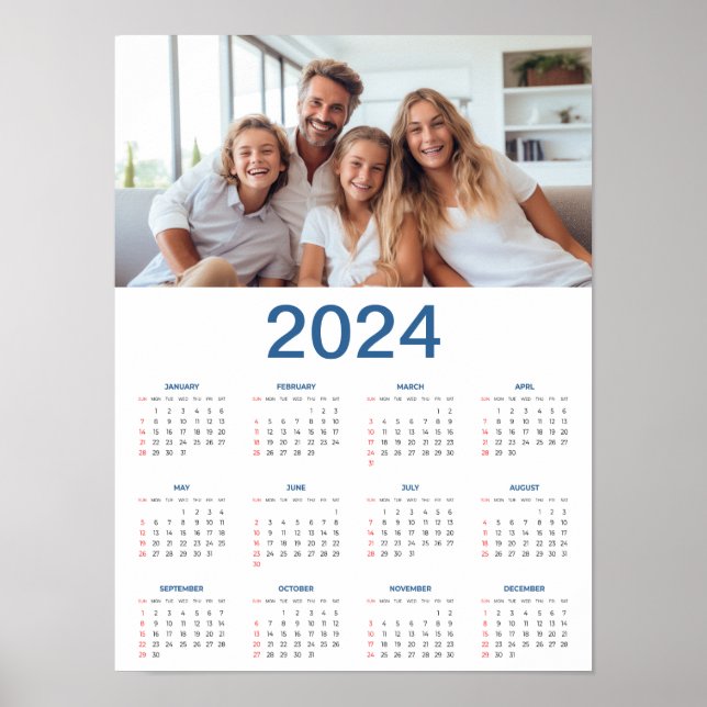 20 Photo Collage 2024 Year At A Glance Calendar Poster (Front)