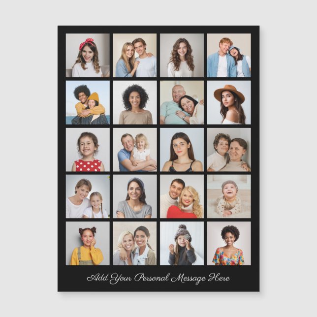 20 Photo Collage Add Your Greeting Magnetic Card (Front)