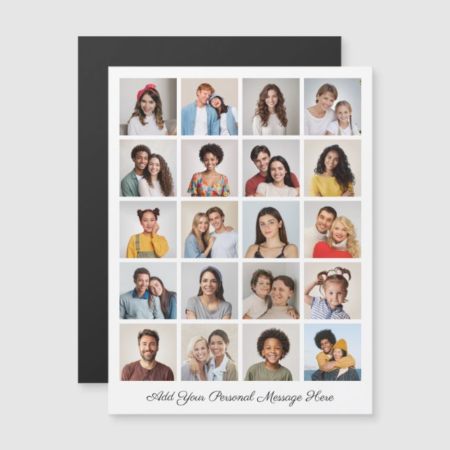 20 Photo Collage Add Your Greeting Magnetic Card (Front/Back)