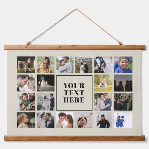 20 photo collage Black and Biege Family Hanging Tapestry