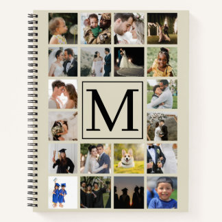 20 photo collage Black Biege Pattern Family Noteb Notebook