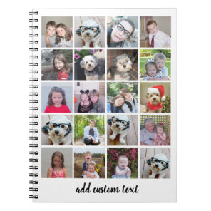 20 Photo Collage - Grid with Script Text - white Notebook