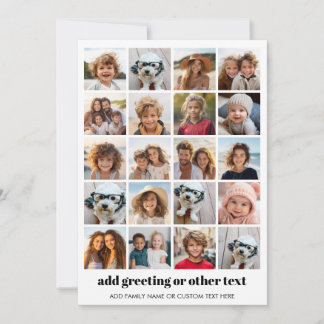 20 Photo Collage - Grid with Text - white Holiday Card