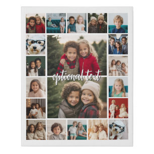 20 Photo Collage Optional Text - white background Faux Canvas Print