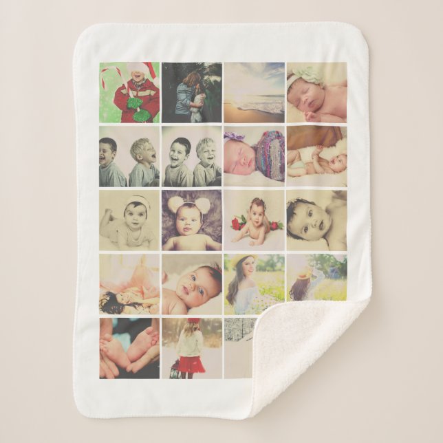20 Photo Collage Personalized Sherpa Blanket (Front)