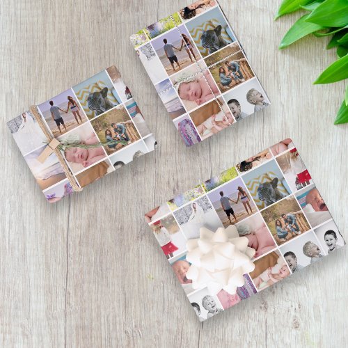 20 Photo Collage Personalized Template Wrapping Paper Sheets
