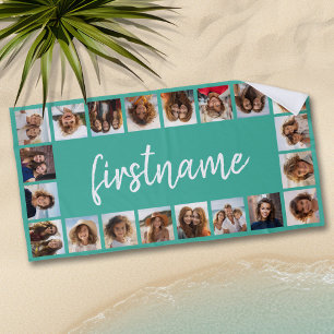 20 Photo Collage Pick your color and add your name Beach Towel