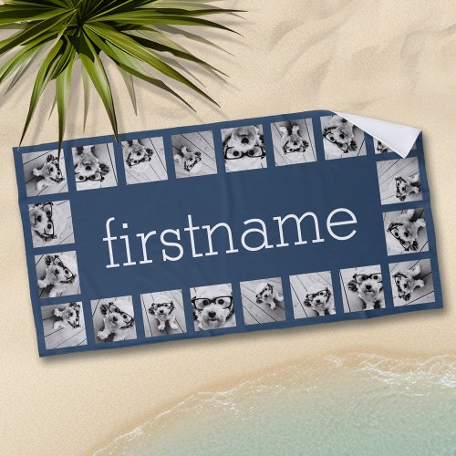 20 Photo Collage Pick your color and add your name Beach Towel