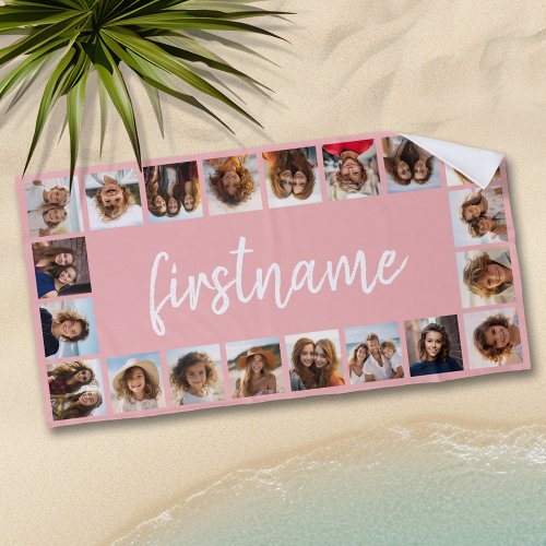 20 Photo Collage Pick your color and add your name Beach Towel