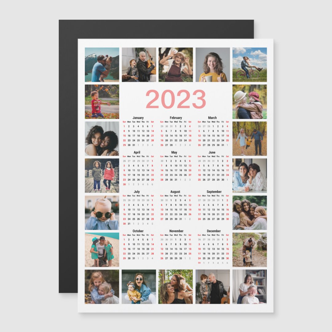 20 Photo Collage US 2023 Calendar Card Zazzle