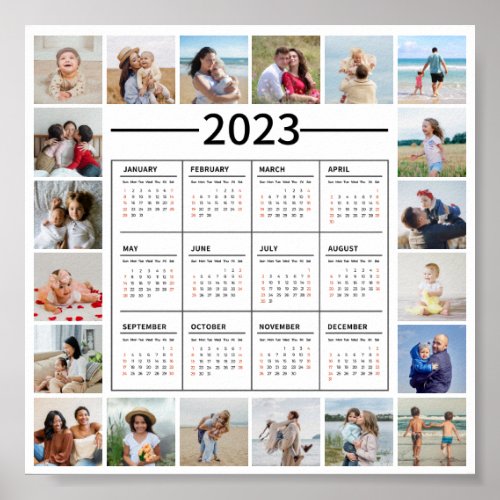 20 Photo Collage US 2023 Yearly Calendar Poster
