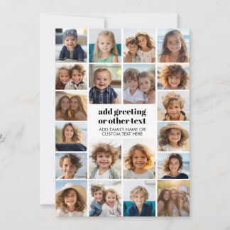 20 Photo Collage - White with Black Text Holiday Card