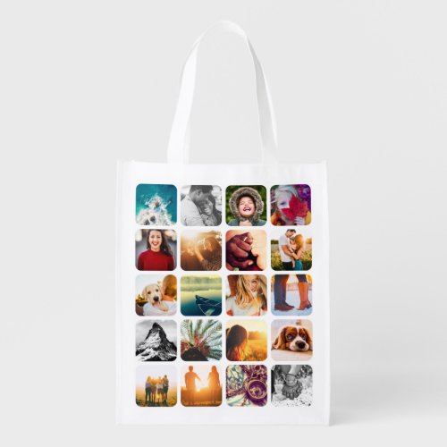 20 Photo Double Sided Template Grid Rounded Grocery Bag