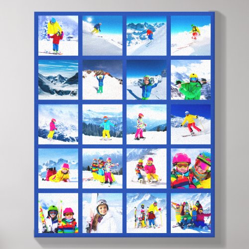 20 Photo Grid Collage Dark Blue Canvas Photo Tile