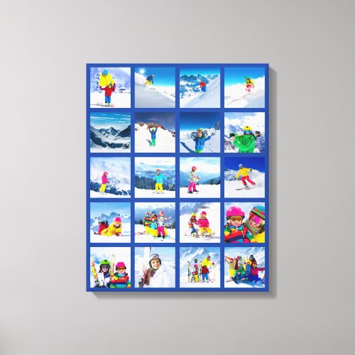 20 Photo Grid Collage Dark Blue Canvas Print