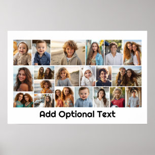 20 Photo Grid Collage - White - Mod Type White Poster