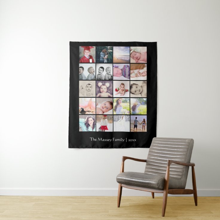 20 Photo Template Collage Personalized Tapestry Zazzle