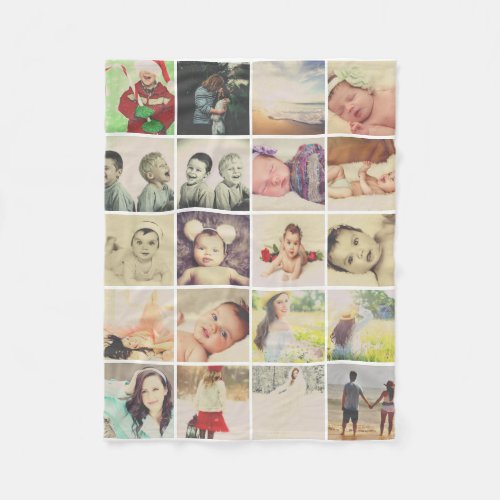 20 photos collage personalized fleece blanket