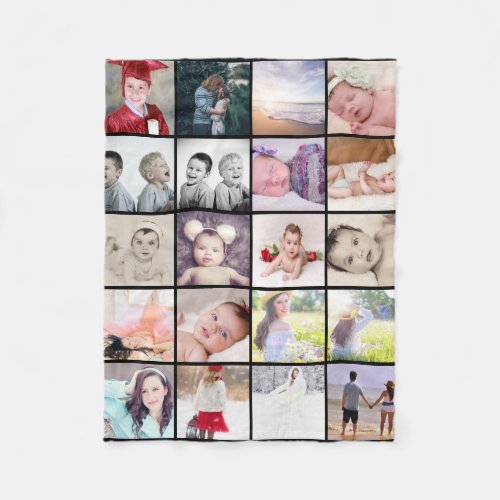 20 photos collage  personalized fleece blanket