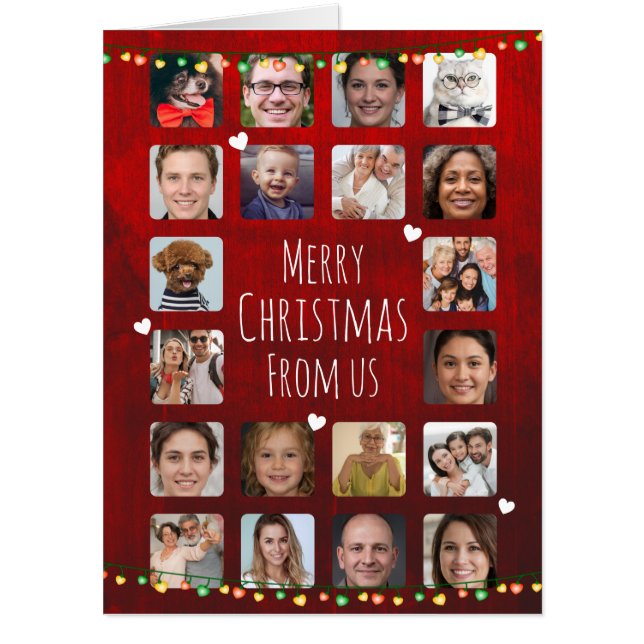    20 Photos to Personalize Family Merry Christmas Card (Front)