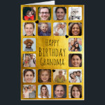 20 Photos to Personalize Happy Birthday Grandma Card<br><div class="desc">Add your photos to this classy giant birthday card to cherish for a lifetime! To make it easy and beautiful use only square photos when personalizing this template.</div>