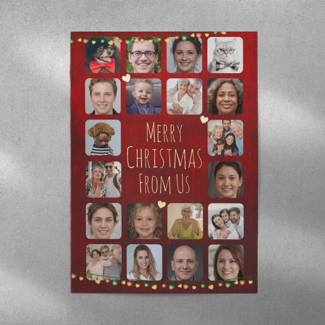    20 Photos to Personalize Merry Christmas Family Foil Holiday Card (Creator Uploaded)