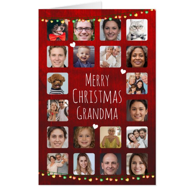   20 Photos to Personalize Merry Christmas Grandma Card (Front)