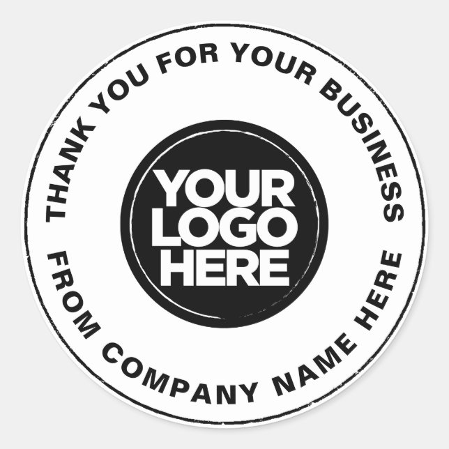 20 Professional Bold Thank you Personalized Logo Classic Round Sticker (Front)