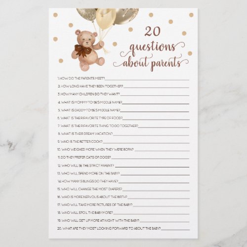 20 Questions About Parents Teddy Bear Baby Shower