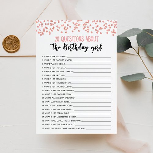 20 Questions about the Birthday Girl Birthday Card