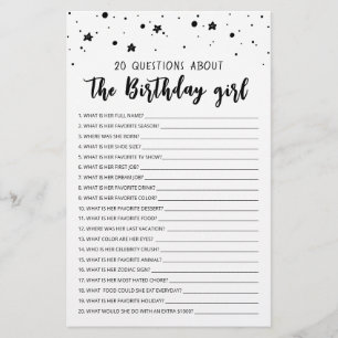 20 Questions about the Birthday Girl Birthday game