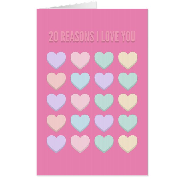 20 reasons I love you | 20th Birthday Gift | Jumbo Card (Front)