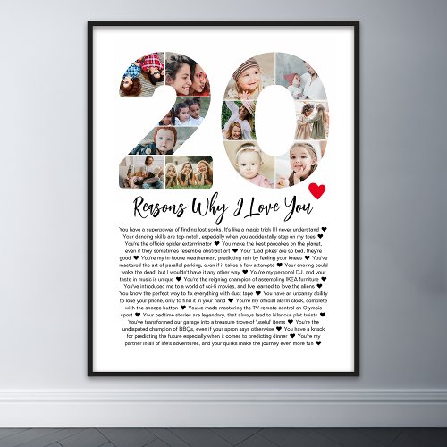 20 Reasons Why I Love You 20th Birthday Collage Poster
