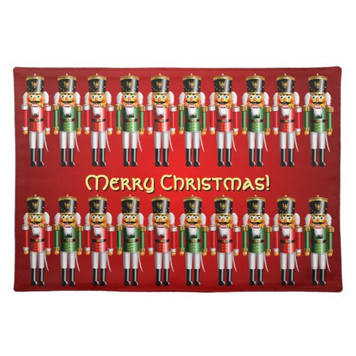 20 Red And Green Xmas Nutcracker Toy Soldiers Cloth Placemat