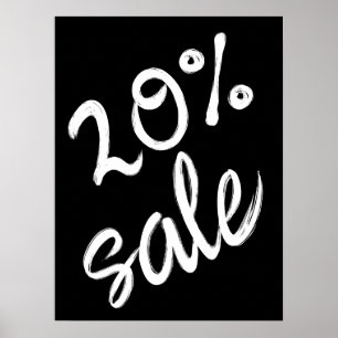 20% Sale Sign, 18x24 Black and White Sale Poster