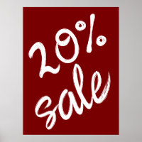 20% Sale Sign, 18x24 Brown Sale